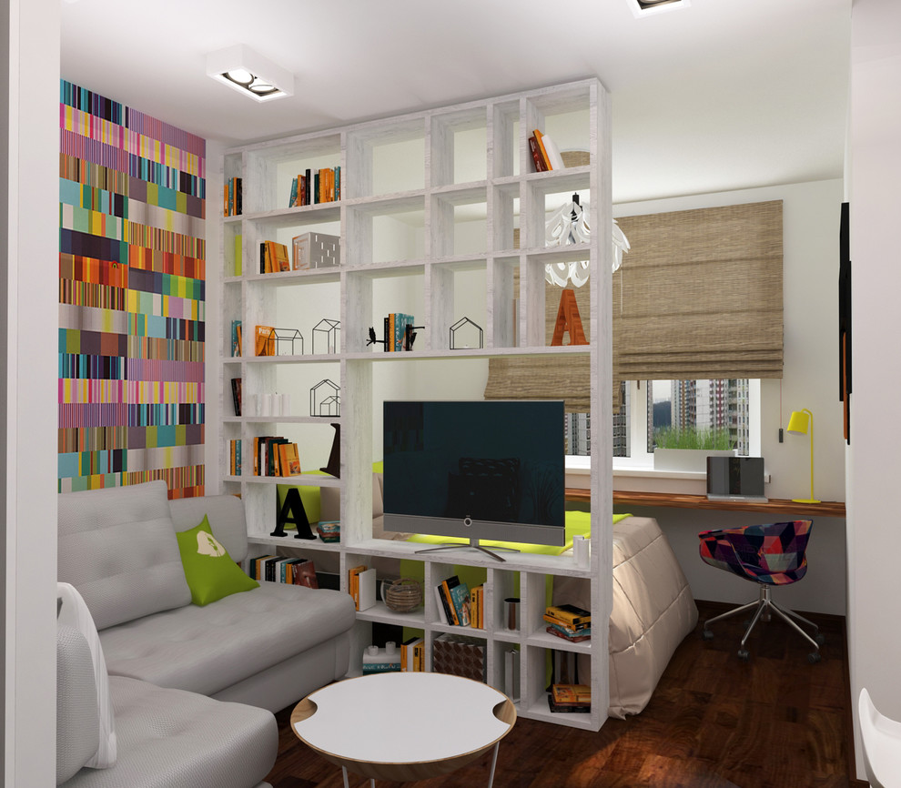 Дизайн-проект квартиры-студии c яркими акцентами для молодой, современной девушк