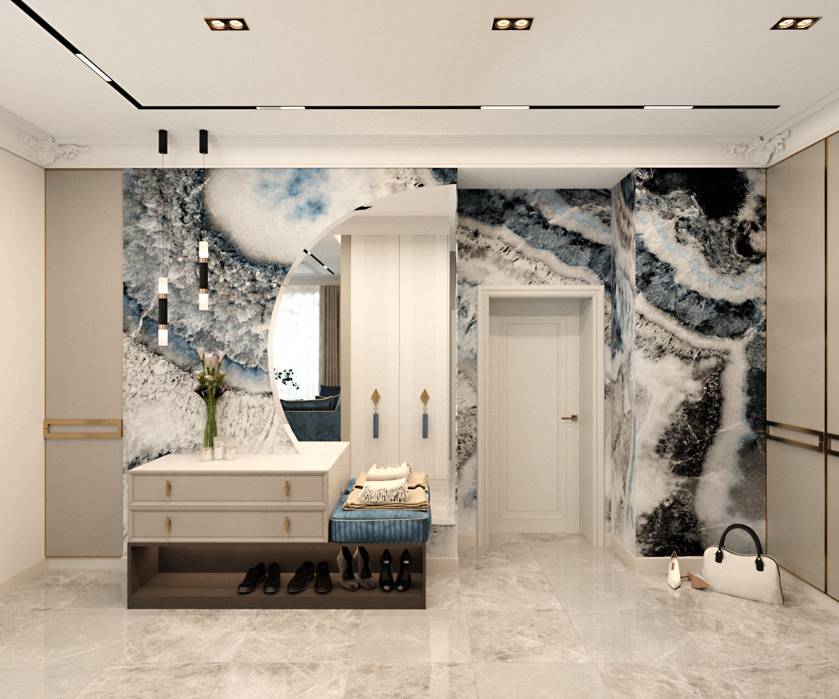 Обложка проекта: Зона прихожей и холла с обоями Elegant-20