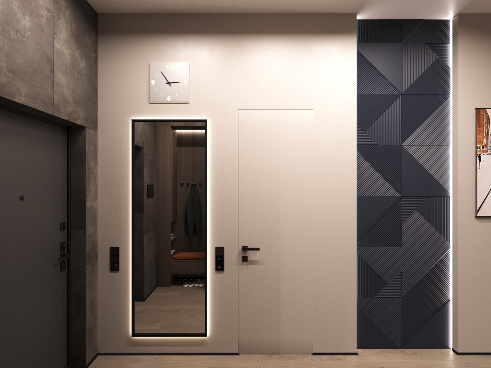 Дизайн интерьера квартиры 77 м2 с 2-мя санузлами и гардеробной