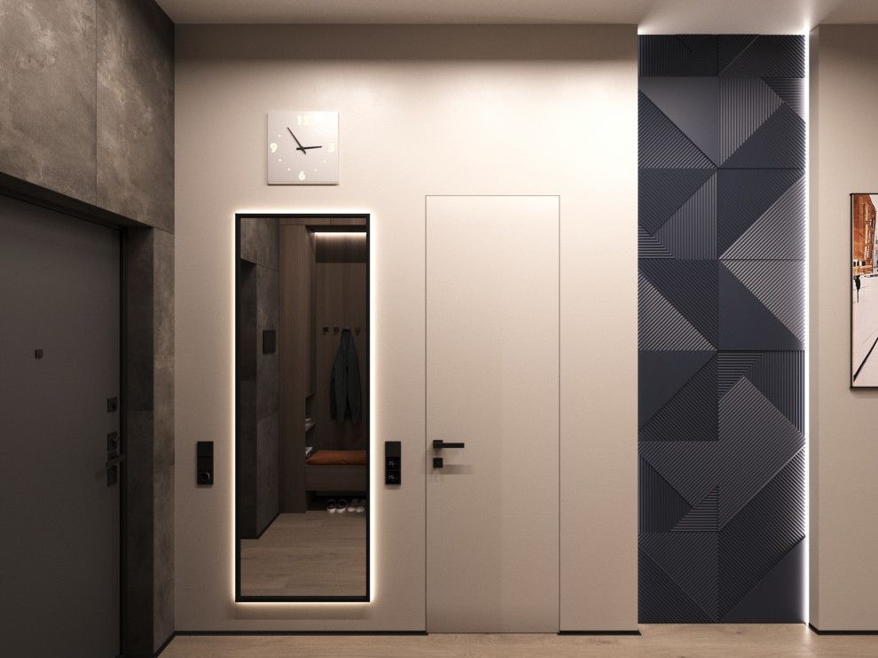 Дизайн интерьера квартиры 77 м2 с 2-мя санузлами и гардеробной