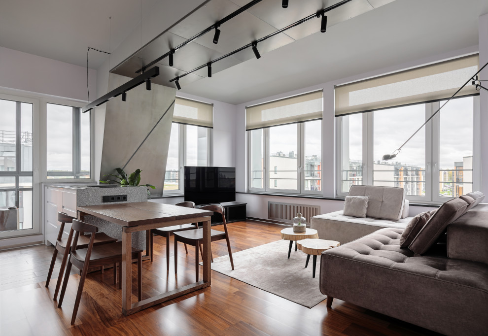 Модная квартира с балками на потолке