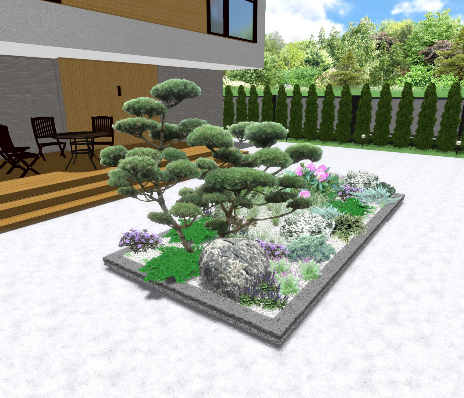 Проект участка с вертикальной планировкой. Подпорные стенки и перепады высот.