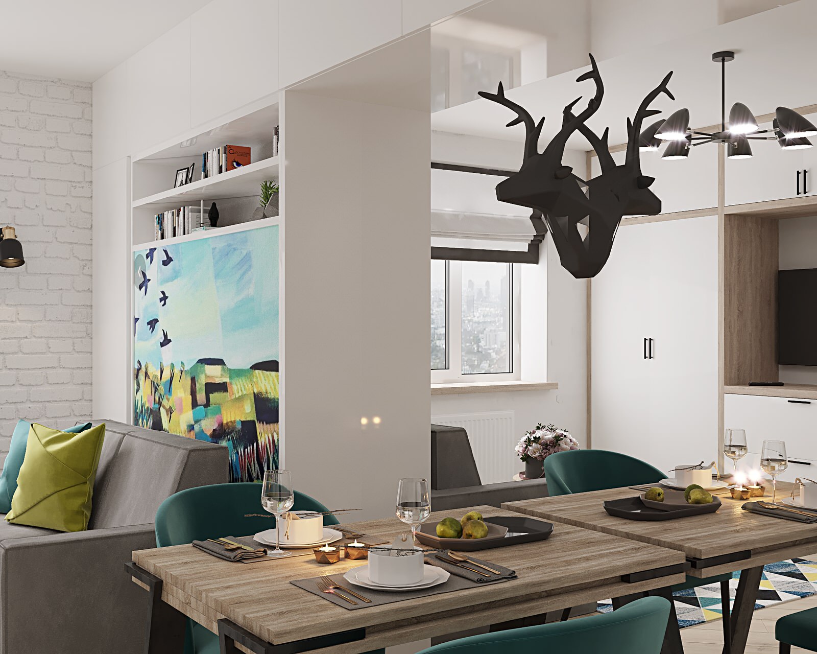 ЖК Сердце Одинцово студия в скандинавским стиле (визуализации)