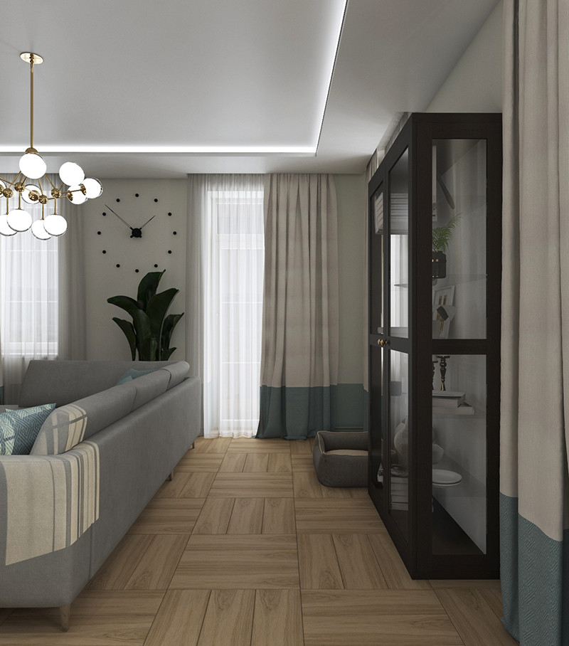 Обложка проекта: Интерьер кухни-столовой с гостиной в частном доме