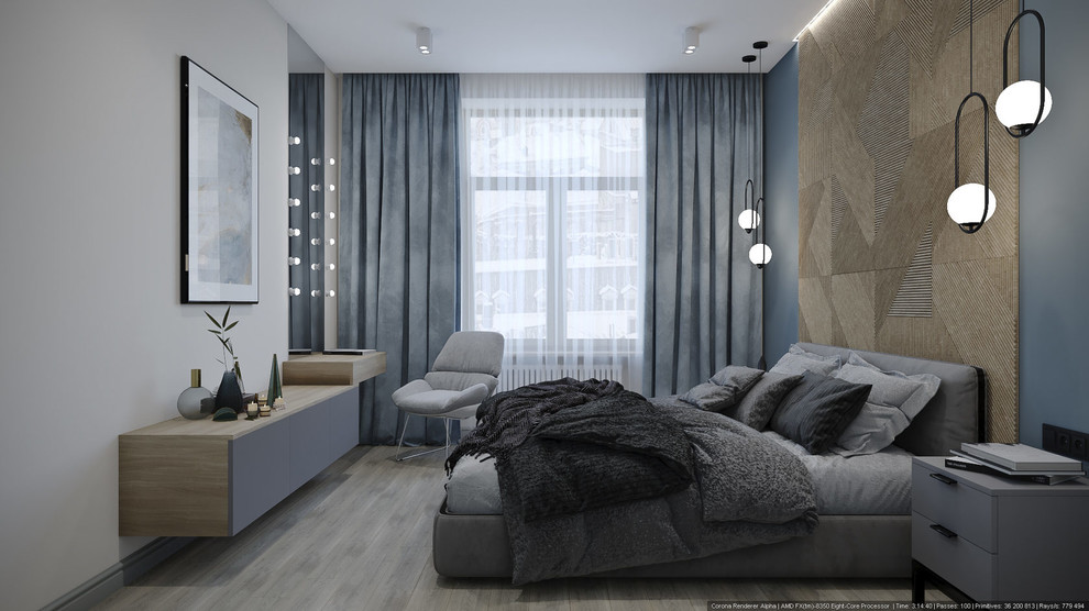 Современный стиль в синих тонах. Квартира в Сталинском доме.