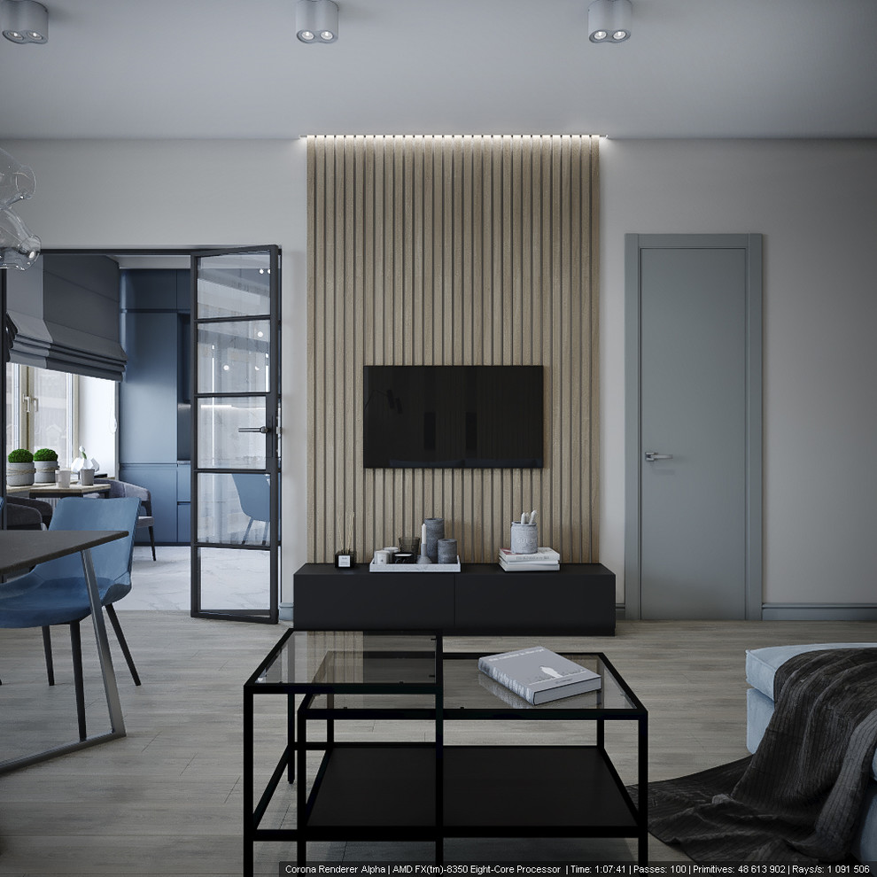 Современный стиль в синих тонах. Квартира в Сталинском доме.