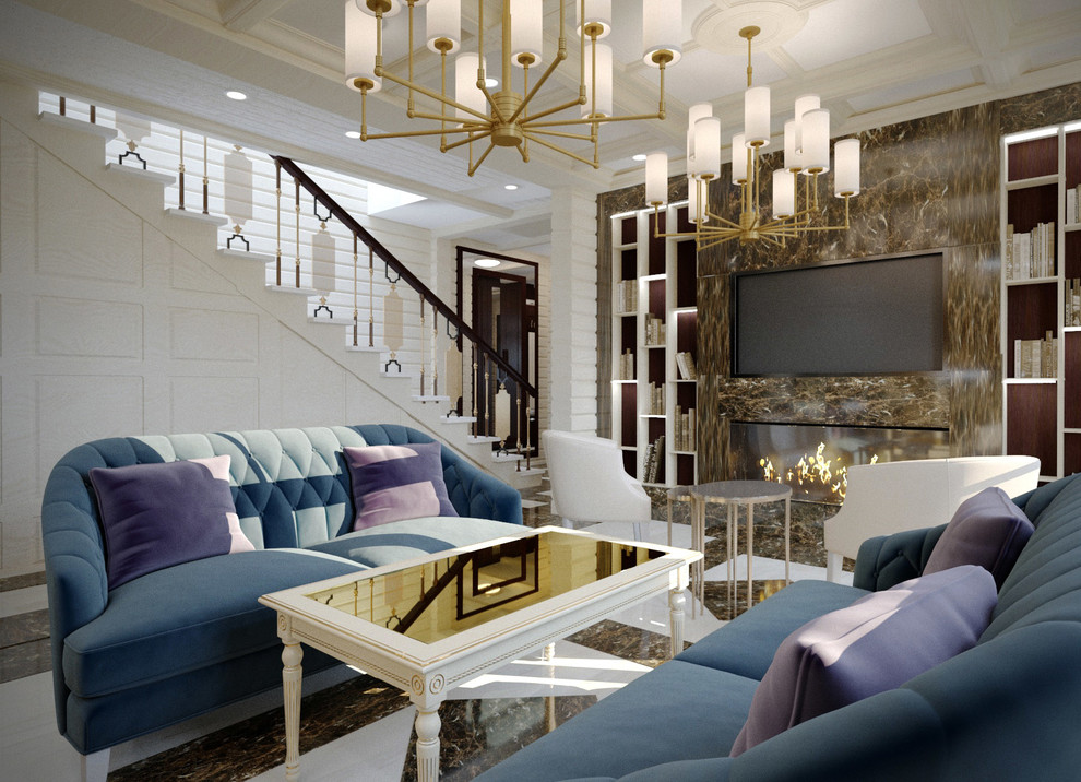 Мраморная эклектика в деревянном доме