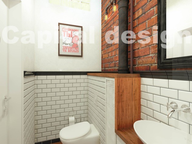 Санузел офиса в стиле лофт