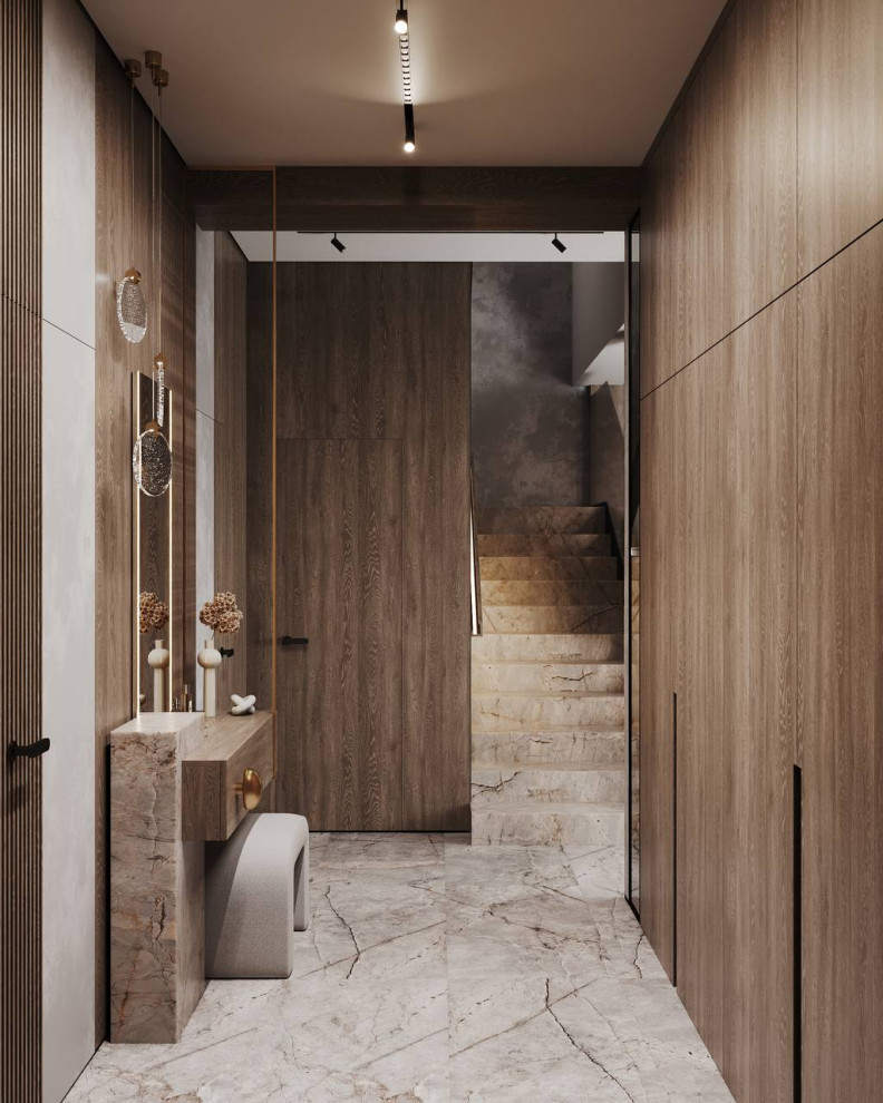 "Дом для двоих", частный дом, представлена входная группа и кухня- гостиная.