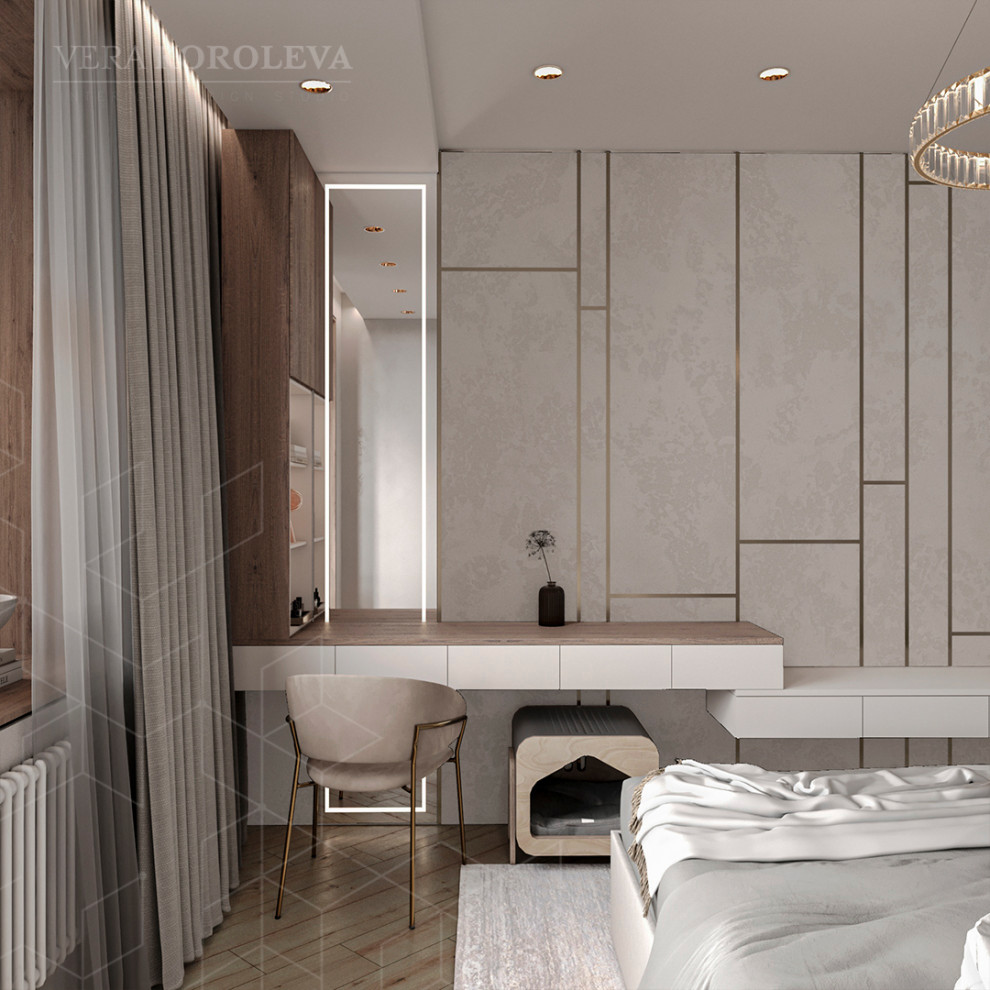 Дизайн-проект двухкомнатной квартиры с золотыми акцентами в ЖК "Q-Мир"
