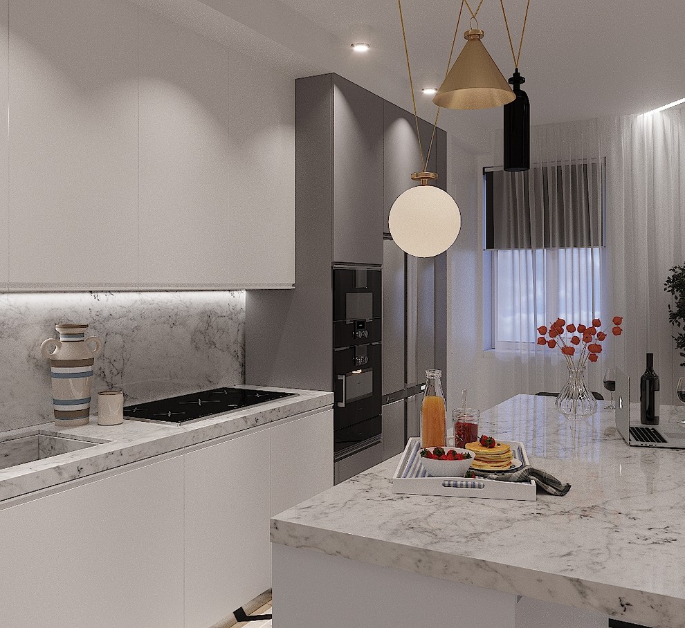 Современная кухня-гостиная. Дизайнер Елена Седых.