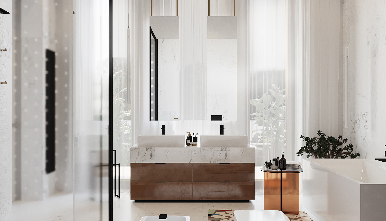 Ванная комната в большом доме во Владимирской области