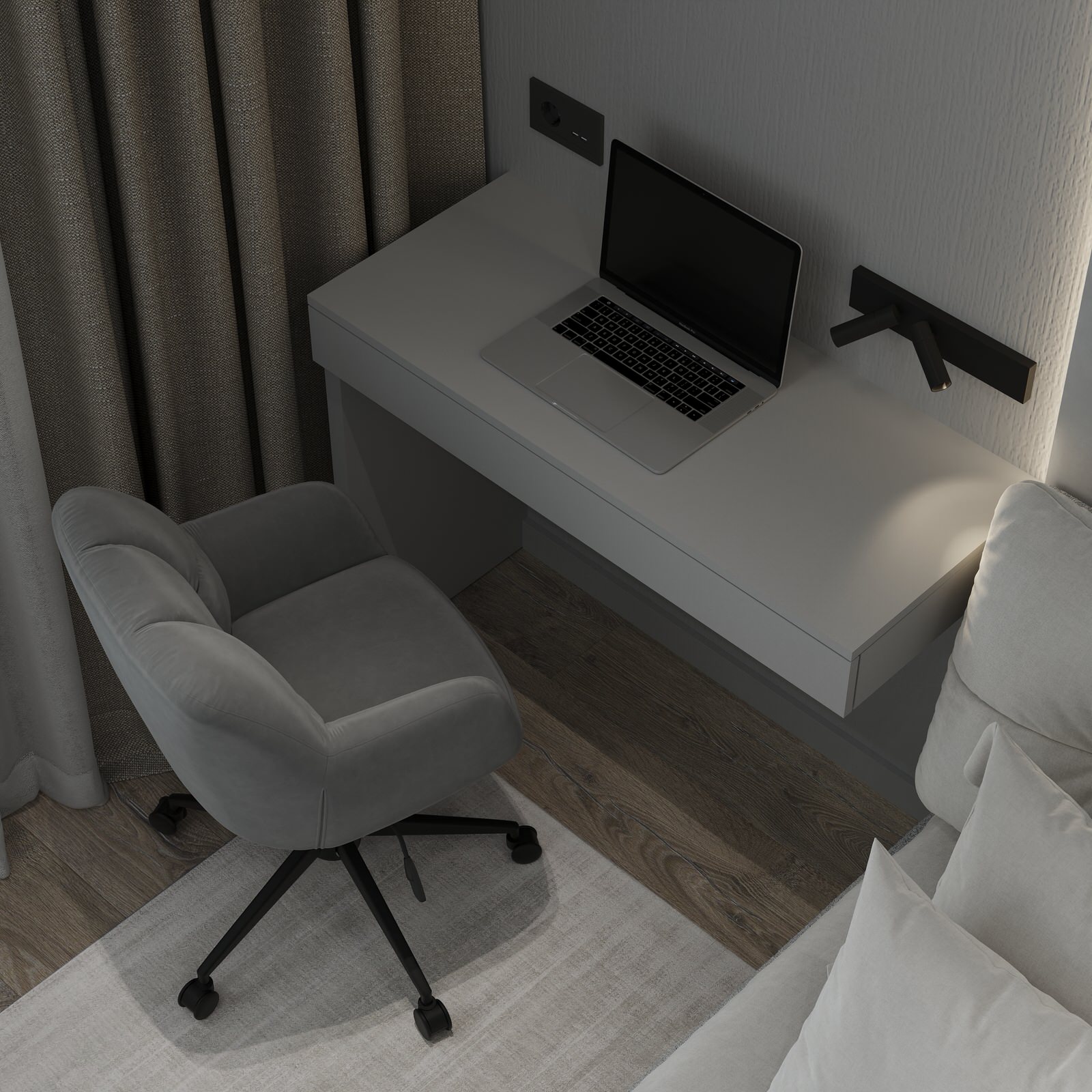 Проект квартиры для молодой семьи в Екатеринбурге. Спальня