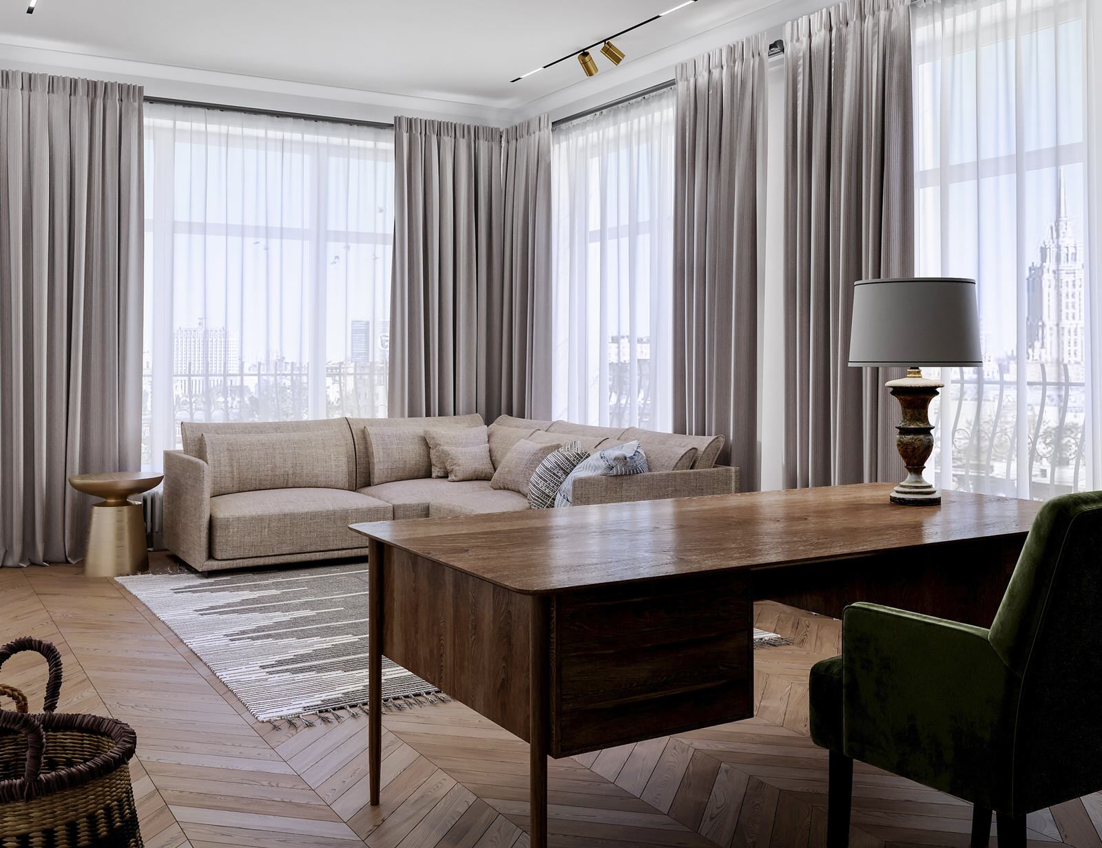 Интерьер кабинета в квартире, ЖК "Жизнь на Плющихе"