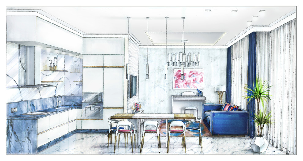 Обложка проекта: Эскизирование проекта в голубом мраморе, совместно с Ольгой Каминской