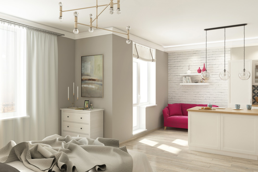 Квартира -студия в смешанном стиле.