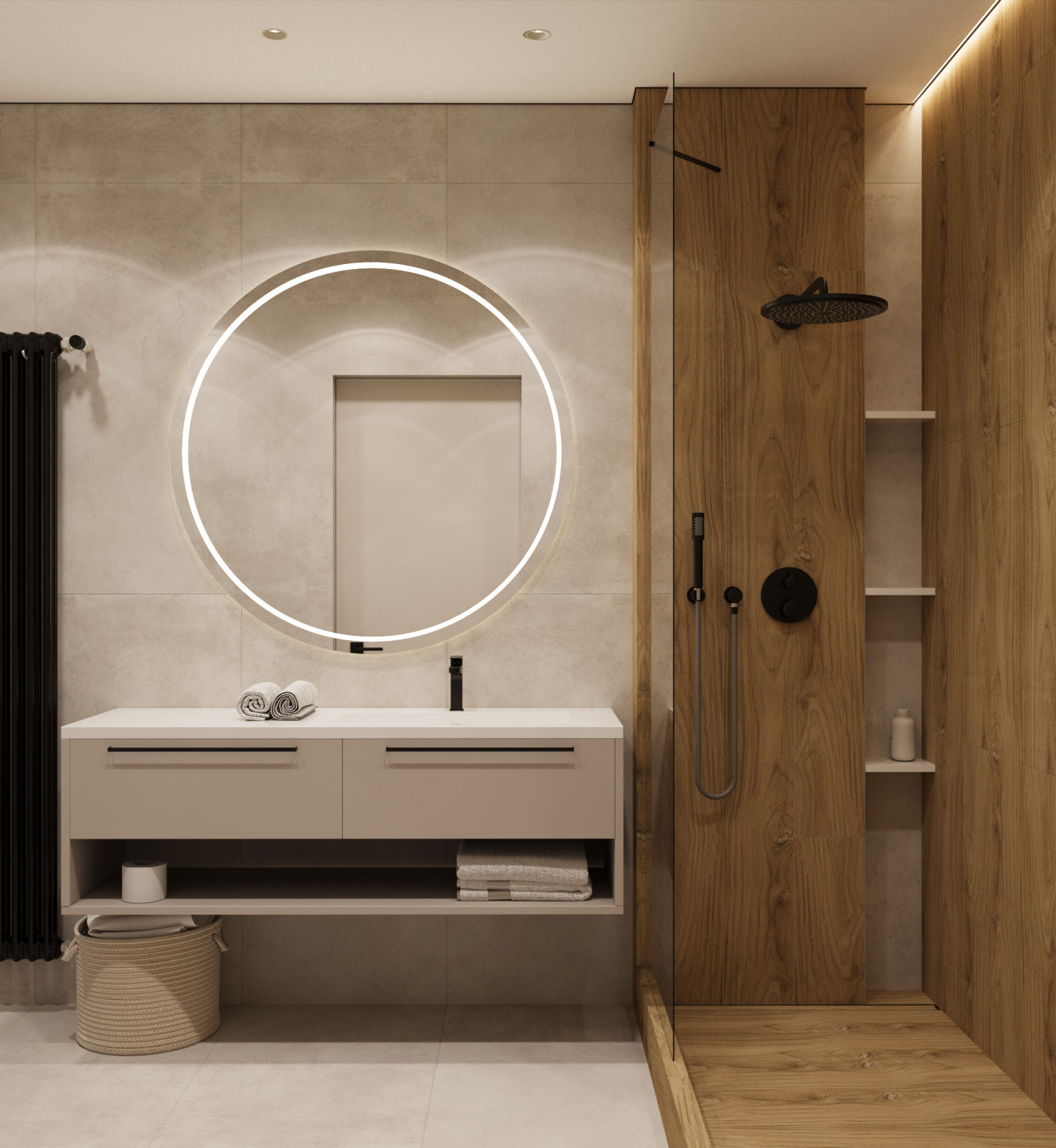 Дизайн интерьера мастер душевой  в квартире  ЖК "Брусника"