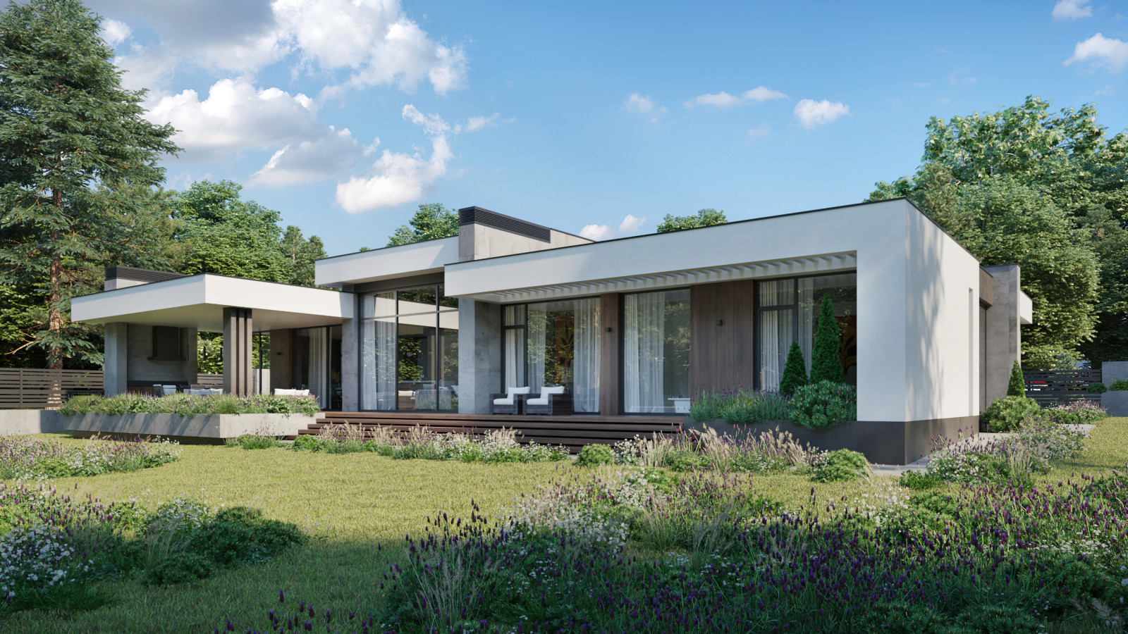 Проект индивидуального жилого дома и бани в КП "Цветочный"