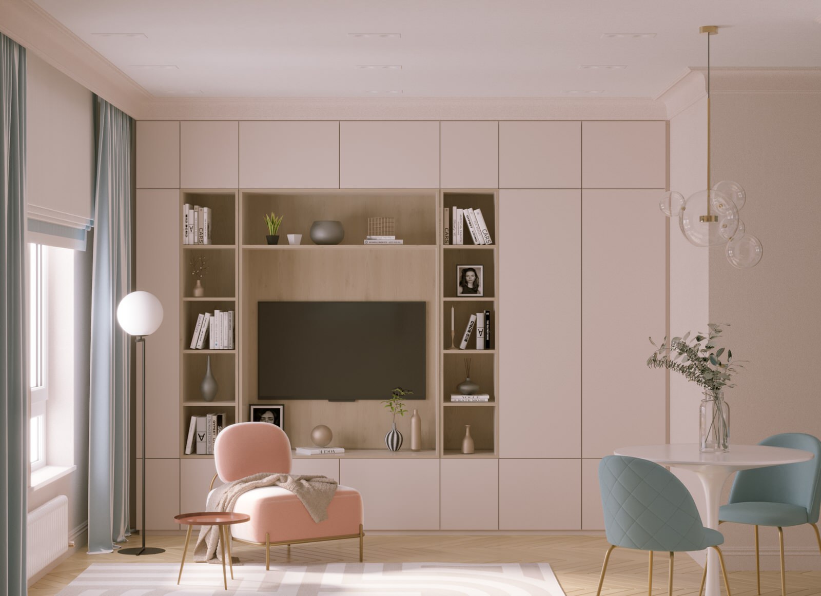 Дизайн-проект однокомнатной квартиры 40 м2 - «Летний бриз»