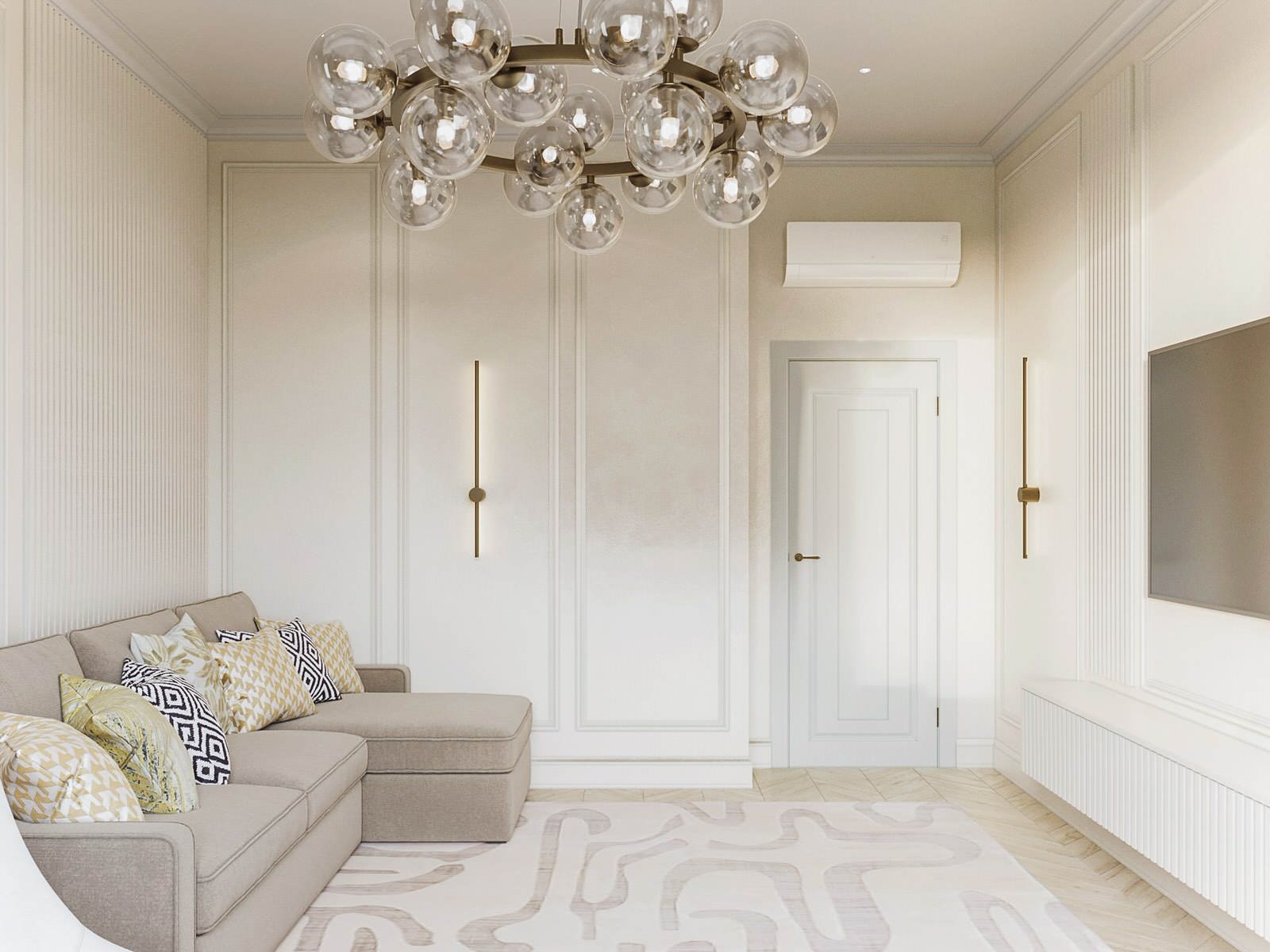 Гостиная в квартире 100 м2 в жк Тушино 2018