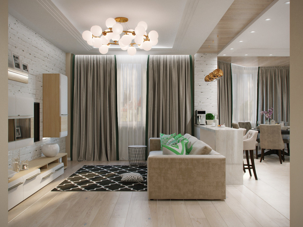 Кухня-гостиная в квартире в два уровня