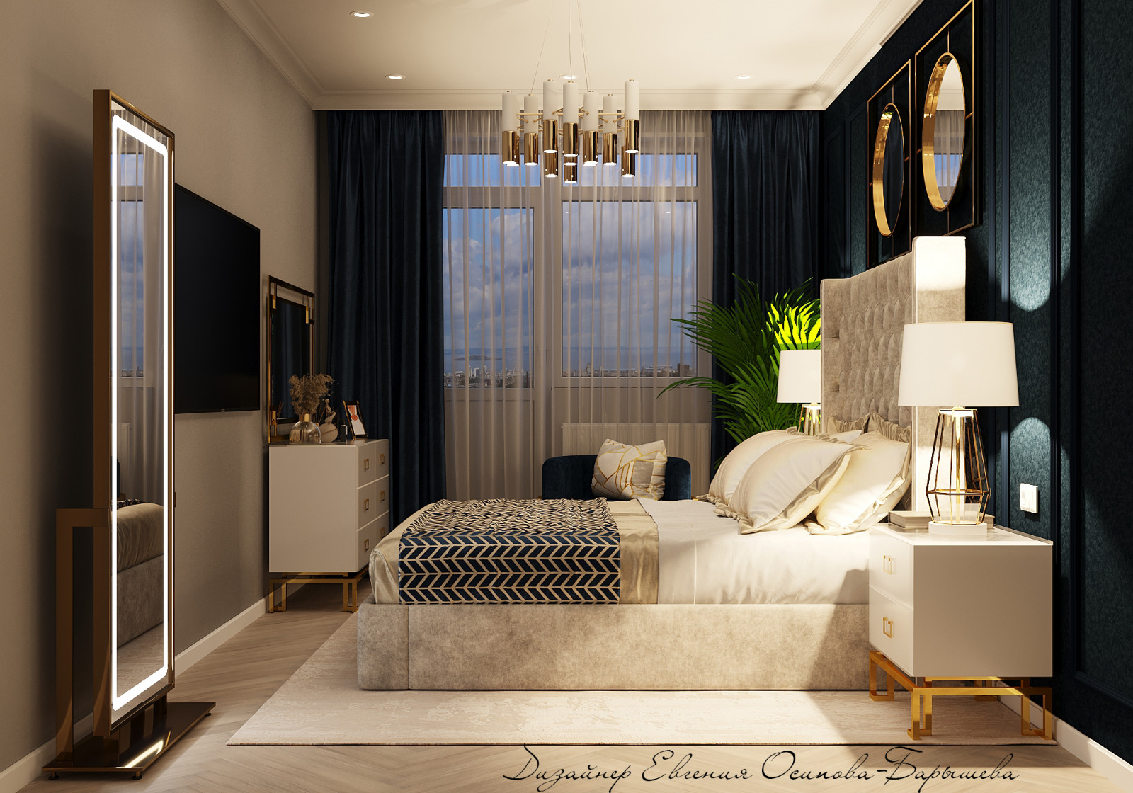 Спальня в классическом стиле с элементами арт-деко