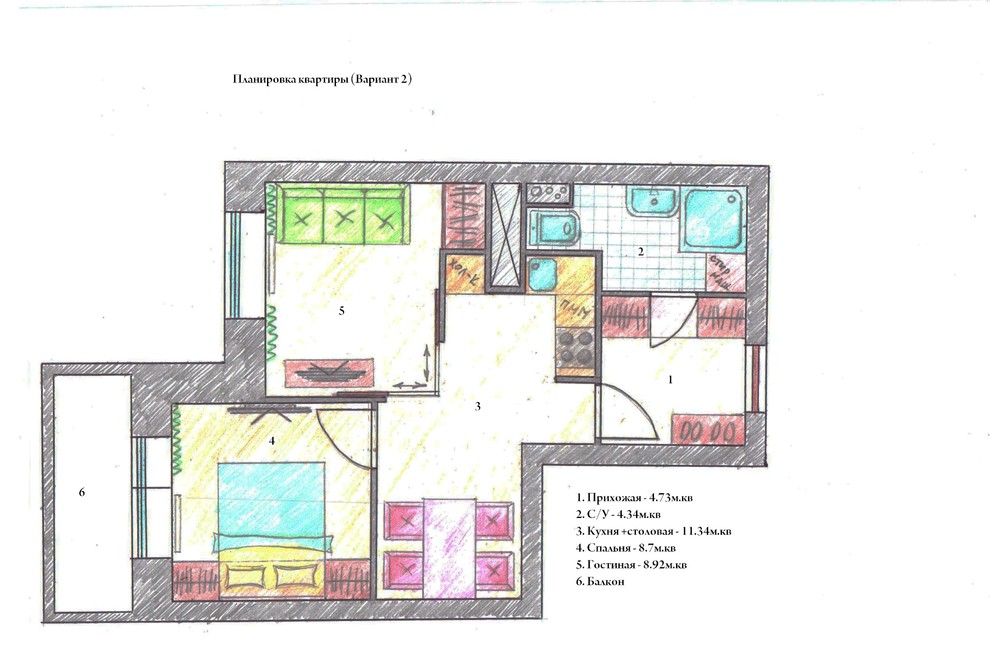 перепланировка однокомнатной в двухкомнатную квартиру