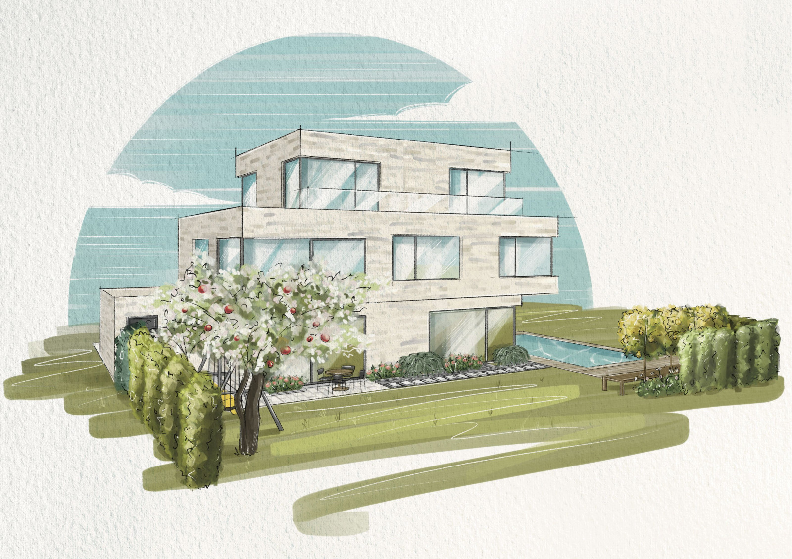 Sketch des neuen Einzelhauses