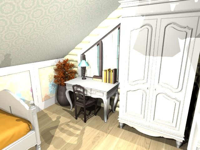 детская на мансардном этаже в доме из бруса