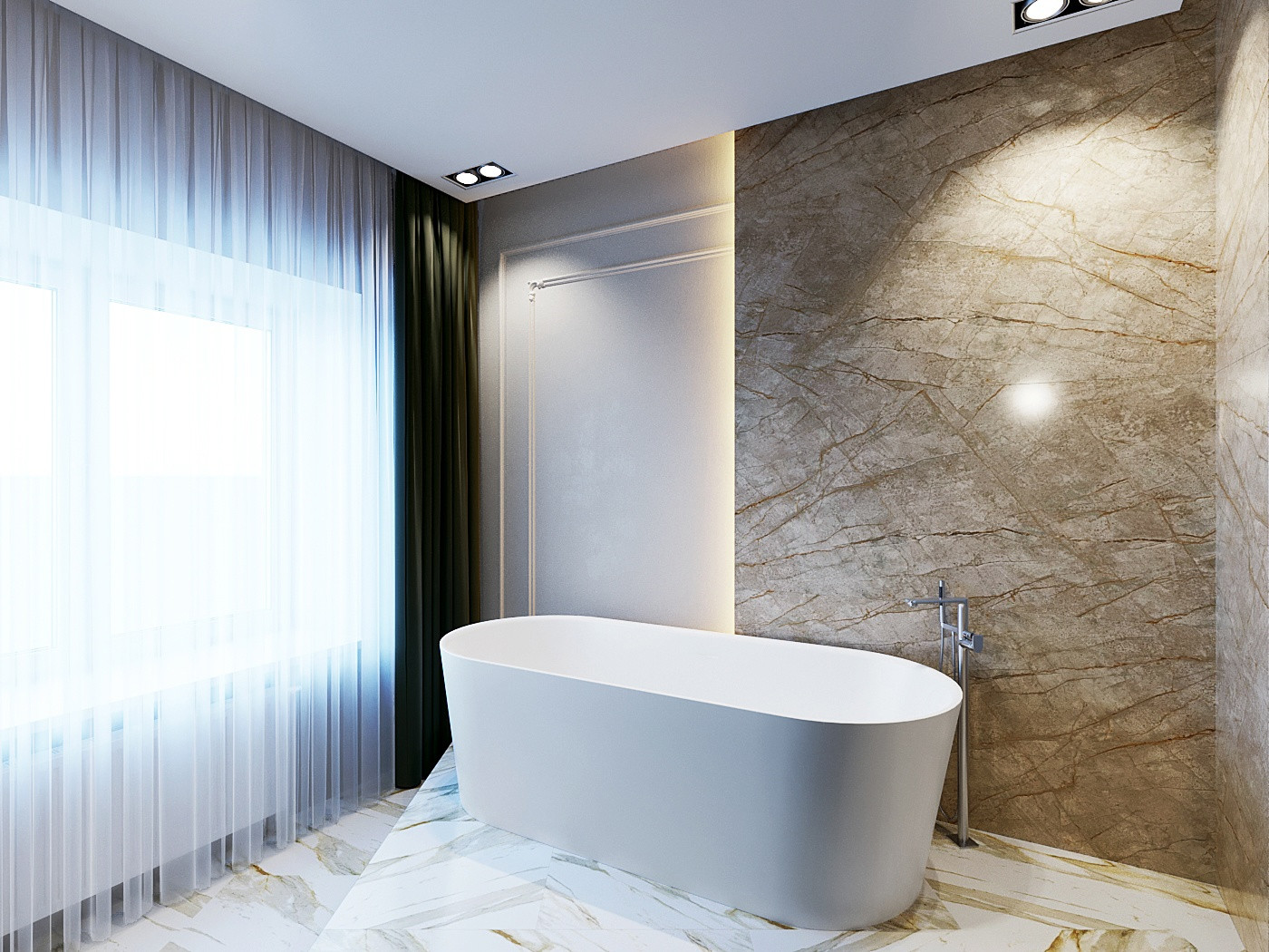 Ванная комната с круглой душевой