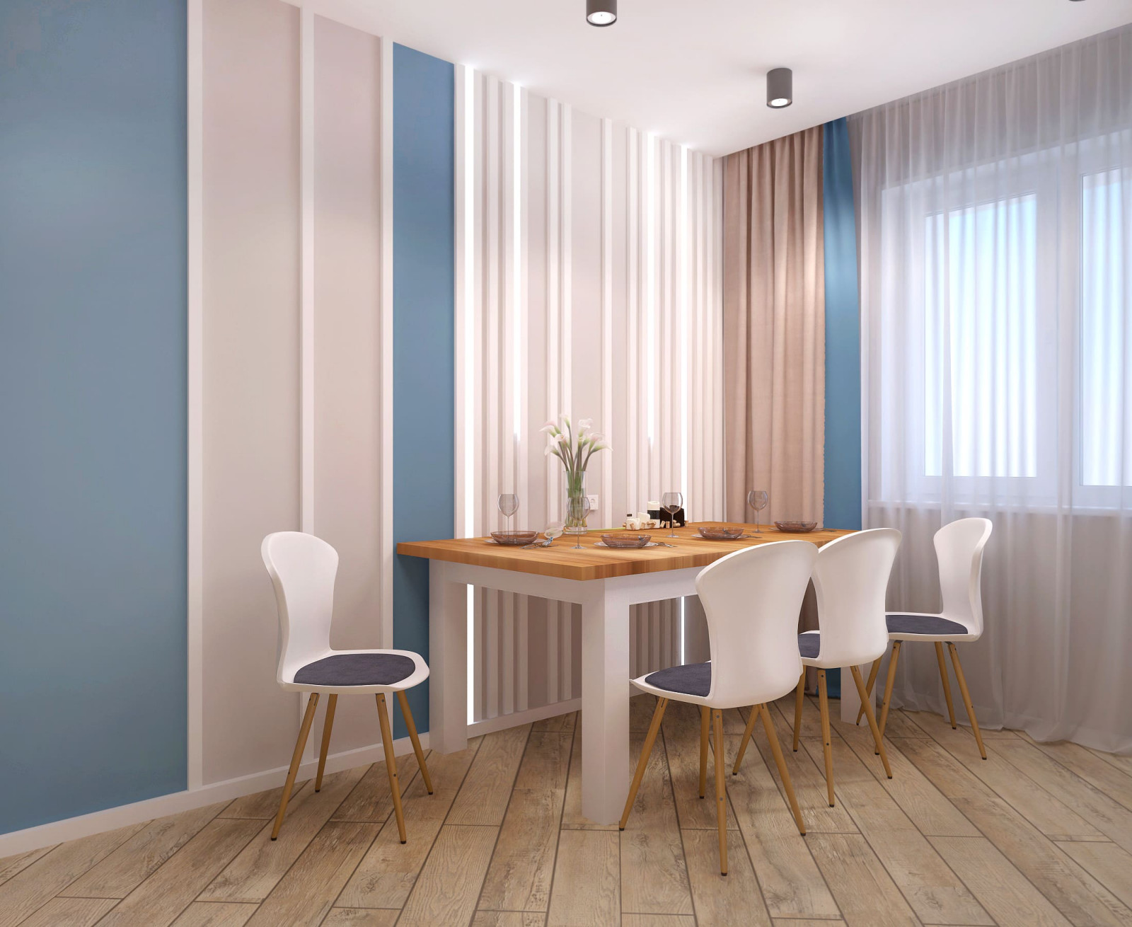 Стильная гостиная и кухня