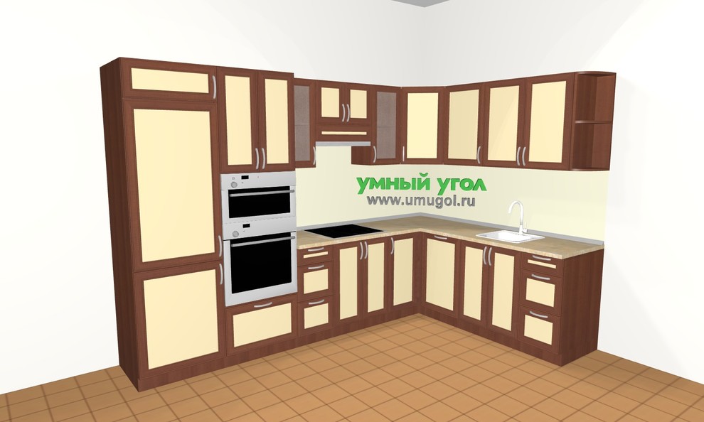 Обложка проекта: Кухонный гарнитур с пеналом и встроенным холодильником