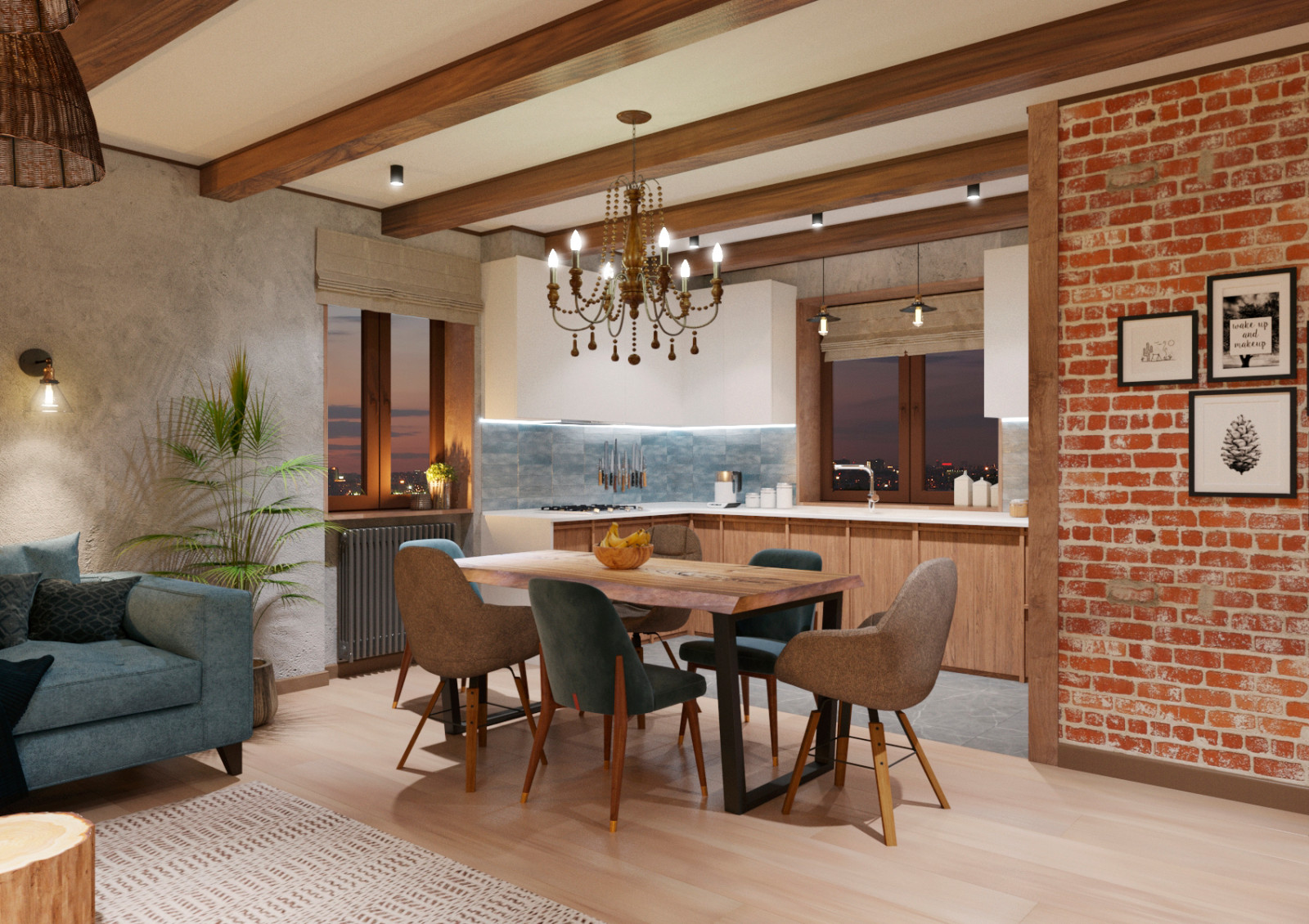 Обложка проекта: Кухня-гостиная с элементами лофта