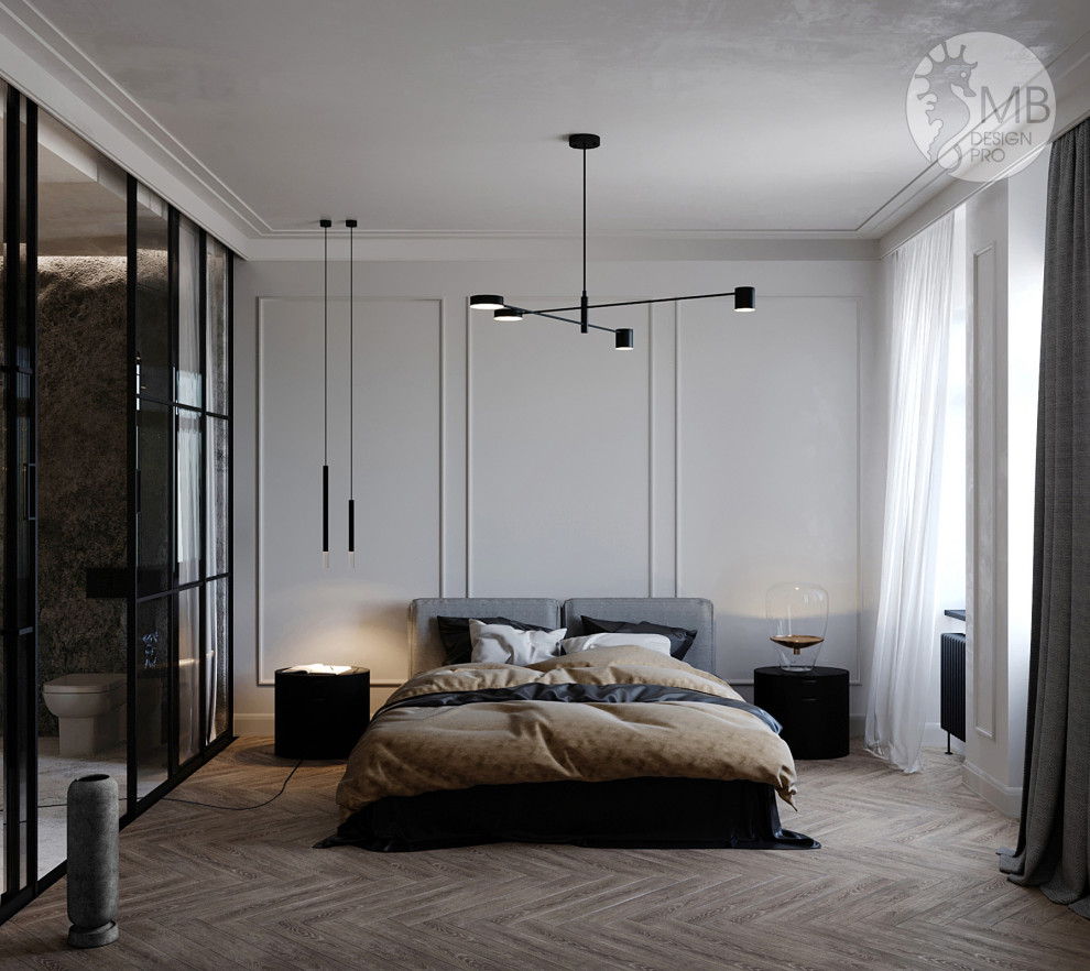 Обложка проекта: Gray stone. Спальня, совмещенная с ванной комнатой