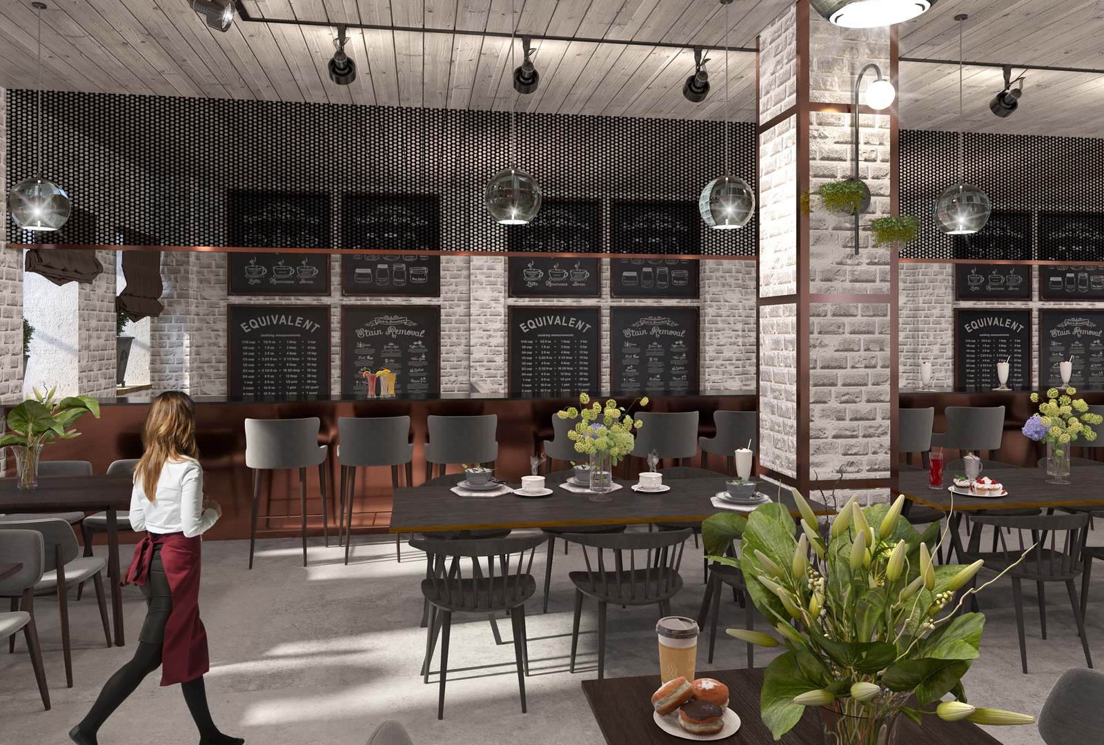 Interior visualisation of food court Manor of Food in the center of Moscow