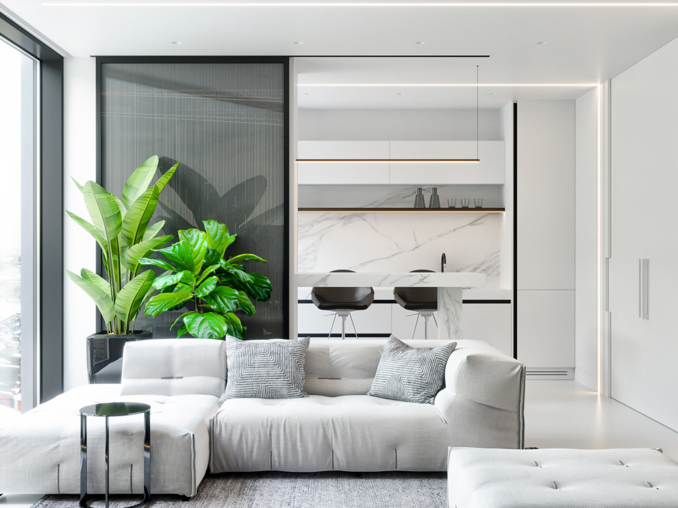 Обложка проекта: Белая квартира (гостиная)