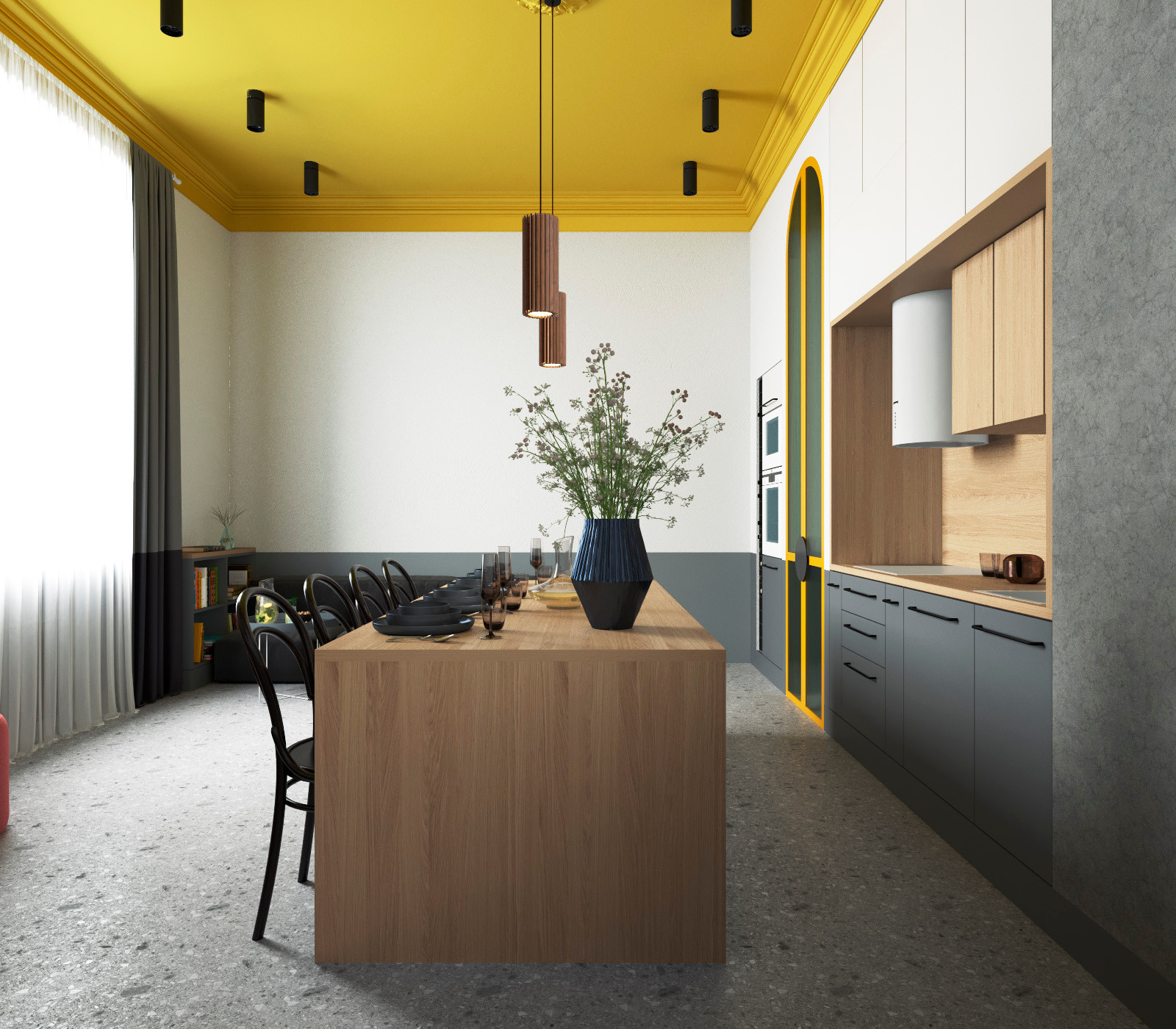 Сталинка с горчичным потолком