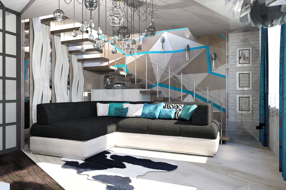 Обложка проекта: Гостиная в двухуровневой квартире