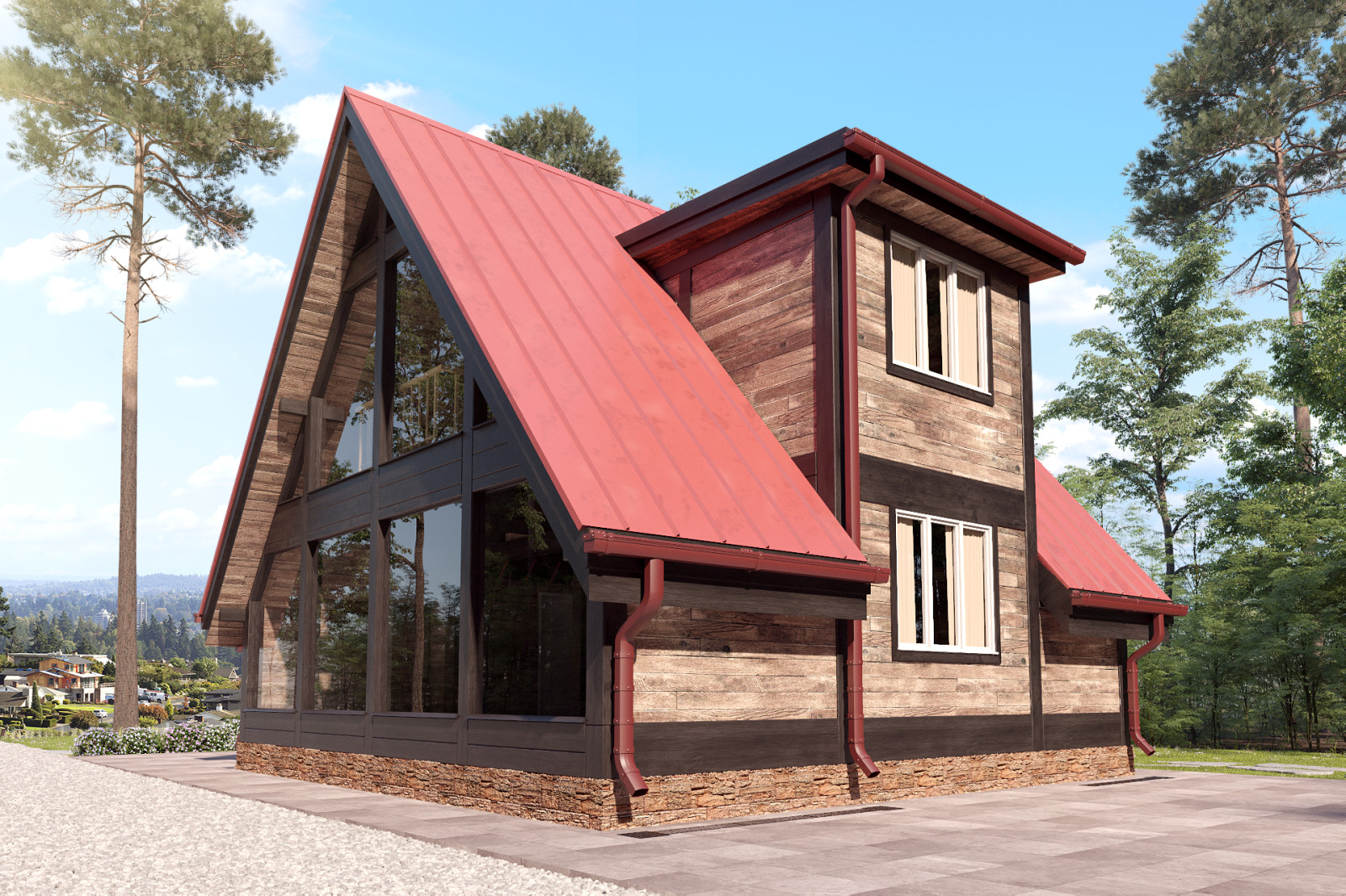 Один из наших готовых проектов фахверкового дома.