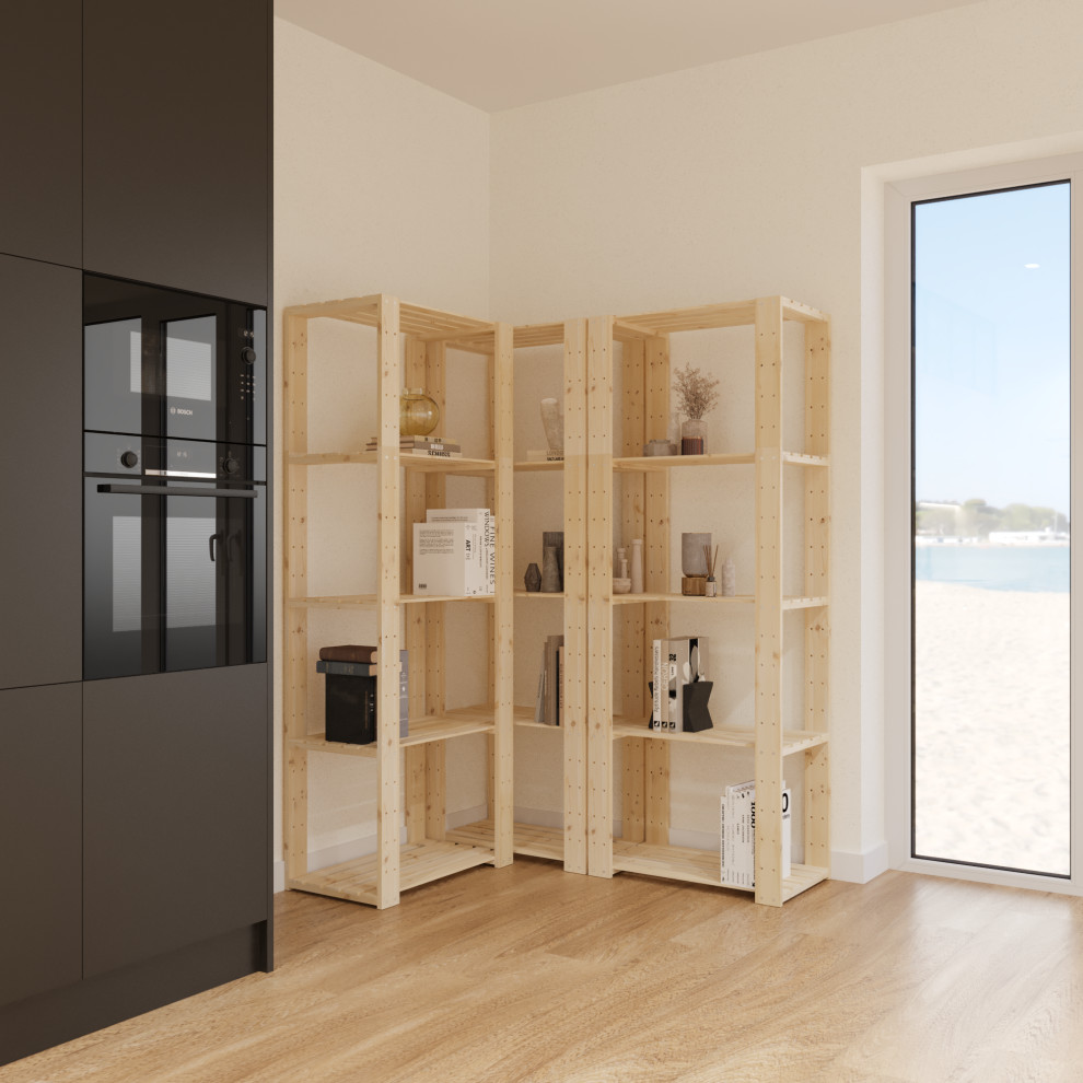 Стеллаж деревянный БОР 2 / Стеллажная система в