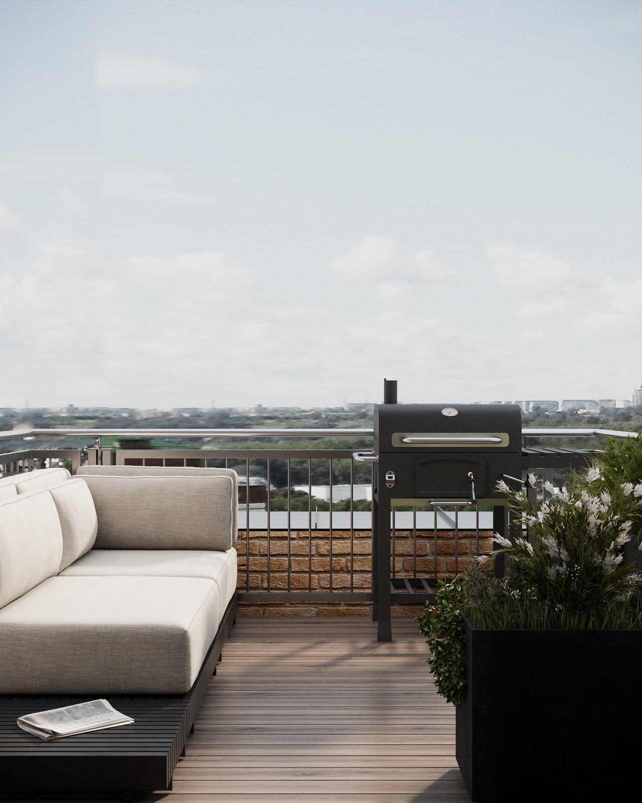 Монохромная квартира с террасой.