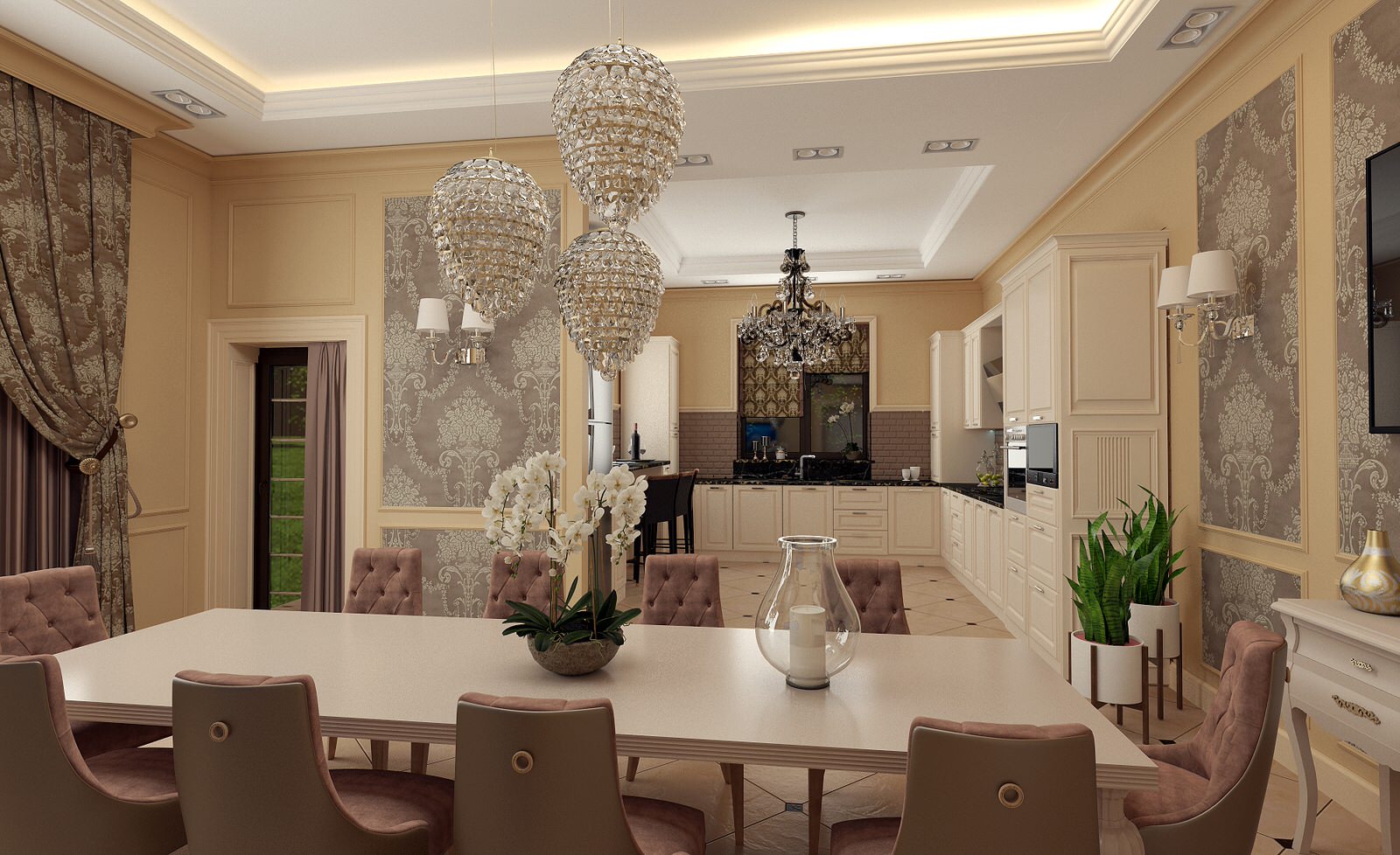 Обложка проекта: Дизайн интерьера кухни-столовой в частном доме в Ростовской области