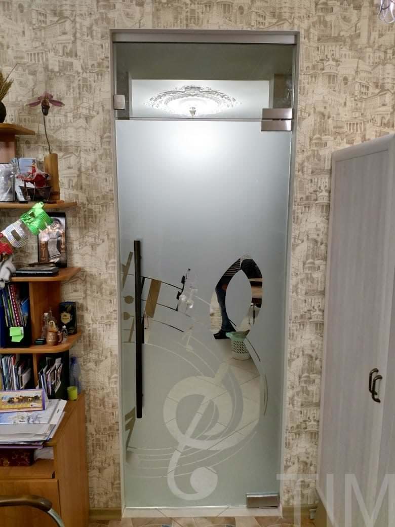 Обложка проекта: Стеклянная дверь маятниковая с доводчиком