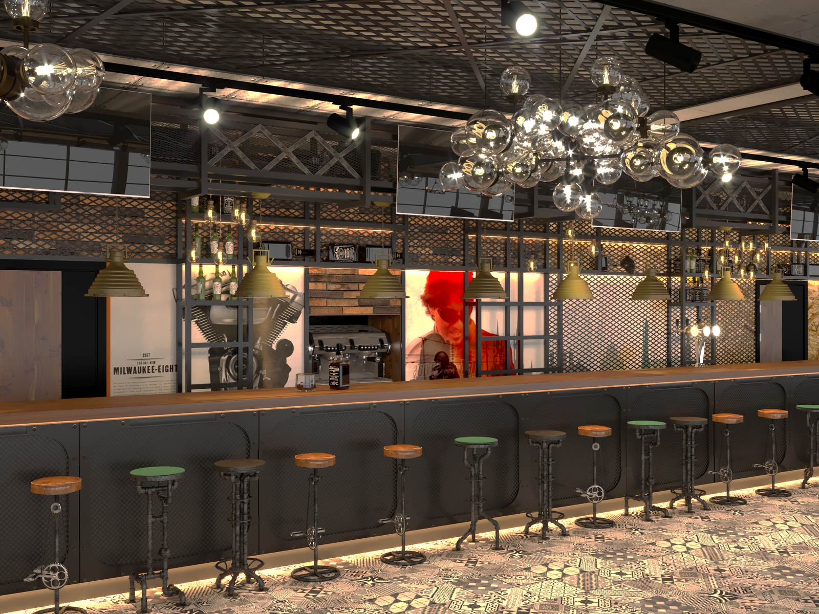 Дизайн-проект ресторана для Harley-Davidson Самара