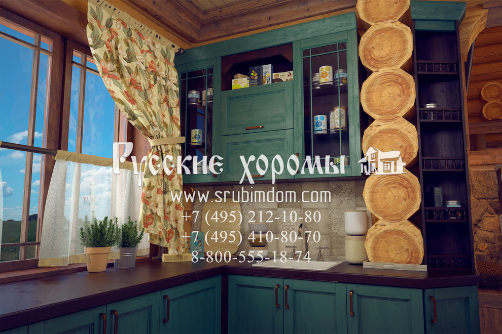 Интерьер кухни в рубленном доме