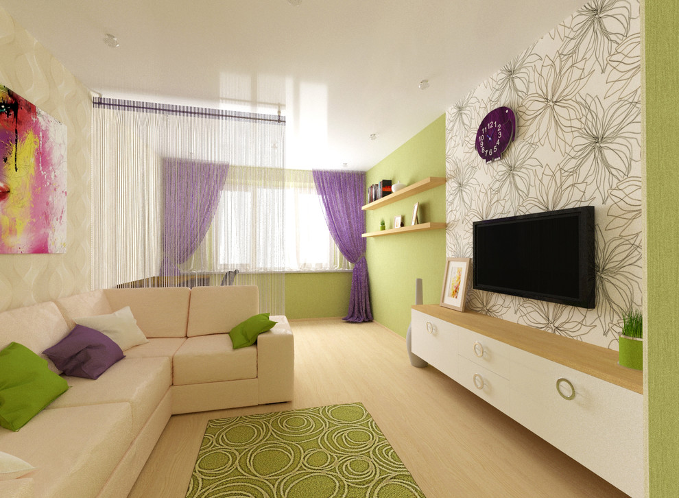 3D дизайн-проект гостиной 16,5 кв.м. вариант 2