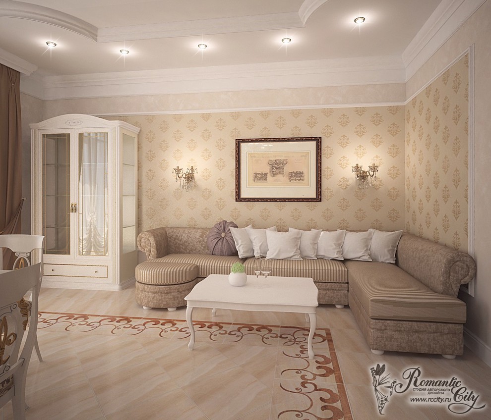 Дизайн дома в классическом стиле с нежной спальней