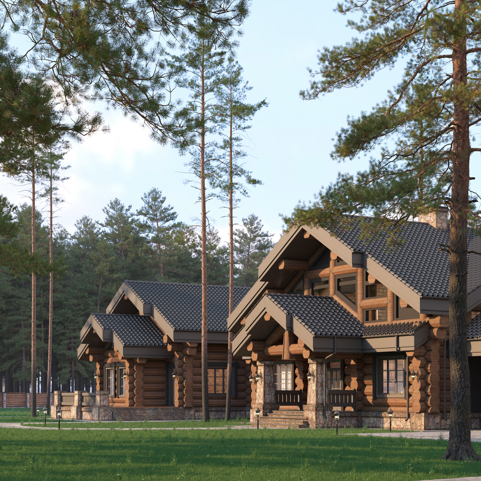 Проект комплекса с пресс центром из бревна ручной рубки