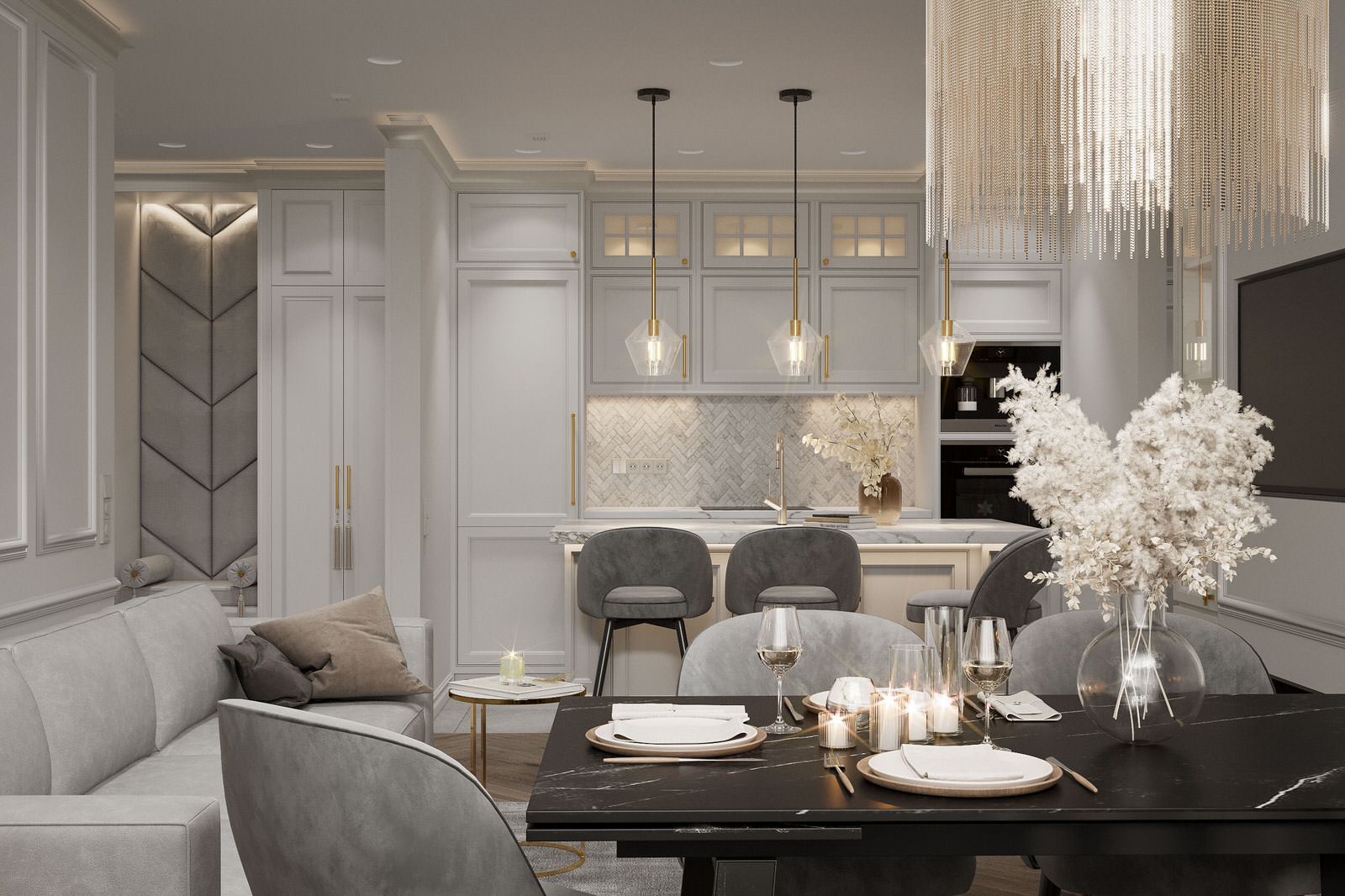 Кухня-гостиная в ЖК Лучи