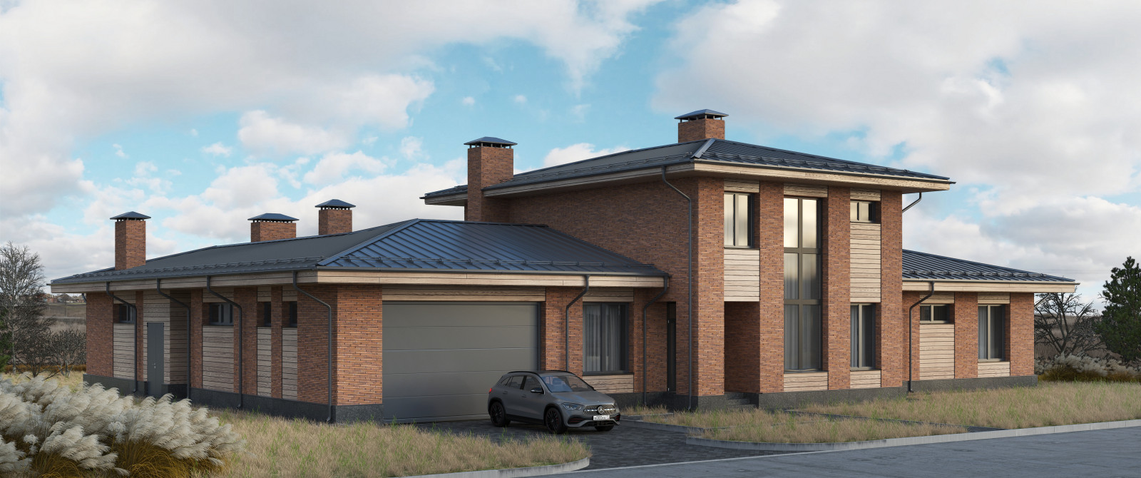 Проект | Загородная Резиденция | Стиль «Дом Прерий» Фрэнка Ллойда Райта | 2021